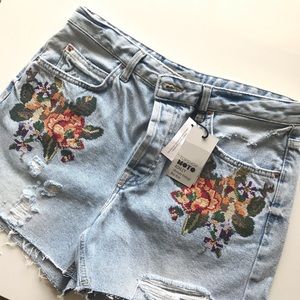 TopShop Patchwork Cutoff Denim Shorts